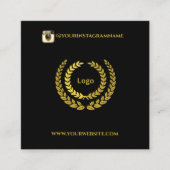 黒モダン金ゴールドスタイリッシュエレガント スクエア名刺 (正面)