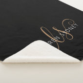 黒モダン金ゴールドスフェミニンクリプトモノグラムの シェルパブランケット (3/4)