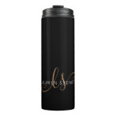 黒モダン金ゴールドスフェミニンクリプトモノグラムの タンブラー (正面)