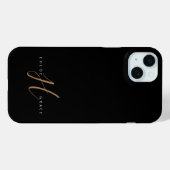 黒モダン金ゴールドスフェミニンクリプトモノグラムの Case-Mate iPhoneケース (裏面 (横))