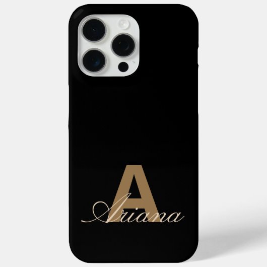 黒モダン金ゴールドスフェミニンクリプトモノグラムの Case-Mate iPhoneケース (裏面)