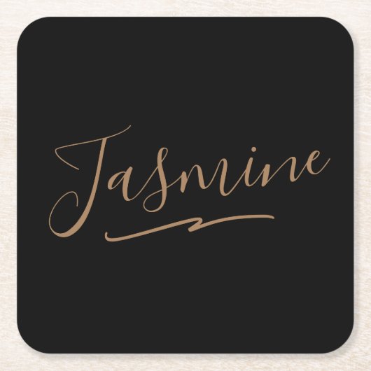黒モダン金ゴールドスフェミニンクリプト名 スクエアペーパーコースター (正面)