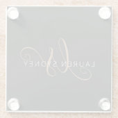 黒モダン金ゴールドスフェミニンクリモノグラムのプト ガラスコースター (裏面)