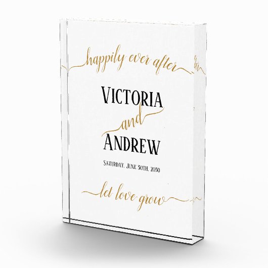 黒モダン金ゴールドスミニマルク結婚ト フォトブロック (右)