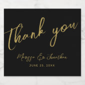 黒モダン金ゴールドス結婚クリプト スパークリングワインラベル (シングルラベル)