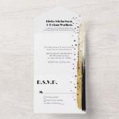 黒モダン金ゴールドス絵を描ワッシュ縁どズ オールインワン招待状 (内側)