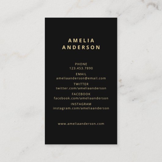 黒モダン金ゴールドタイポグラフィ写真卒業 名刺 (裏面)