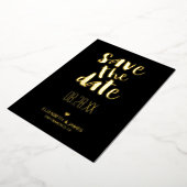 黒モダン金ゴールドタイポグラフィ日付を保存結婚する 箔招待状 (回転した状態)