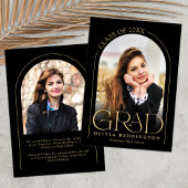 黒モダン金ゴールドタイポグラフィ2 Photo Arch Grad 案内状