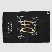 黒モダン金ゴールドタイポグラフィ40歳 ゴルフタオル (横)