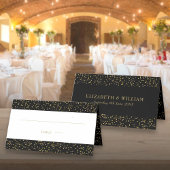 黒モダン金ゴールドダスト紙吹雪結婚座席表 プレイスカード
