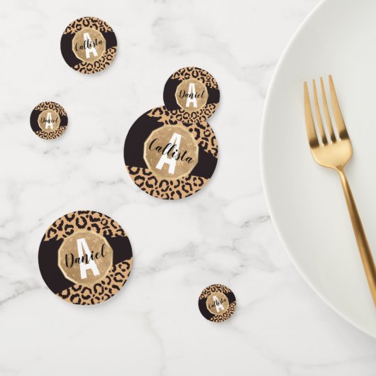 黒モダン金ゴールドチータヒョウアニマルプリント コンフェッティ (グループ)