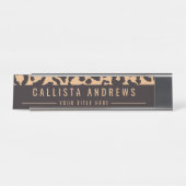 黒モダン金ゴールドチータヒョウアニマルプリント デスクネームプレート (正面)