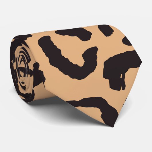 黒モダン金ゴールドチータヒョウアニマルプリント ネクタイ (ロール)