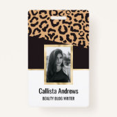 黒モダン金ゴールドチータヒョウアニマルプリント バッジ (正面)