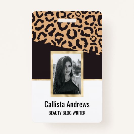 黒モダン金ゴールドチータヒョウアニマルプリント バッジ (正面)