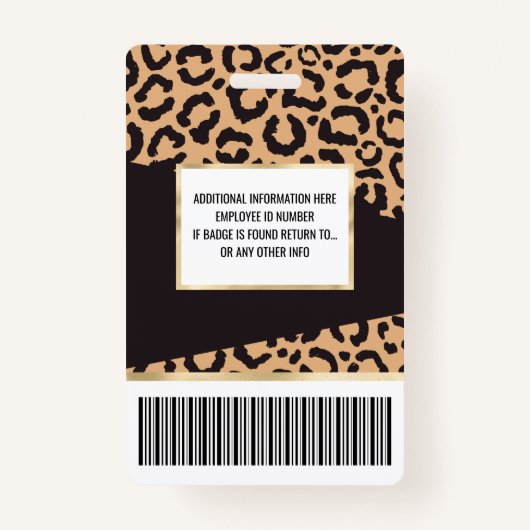 黒モダン金ゴールドチータヒョウアニマルプリント バッジ (裏面)