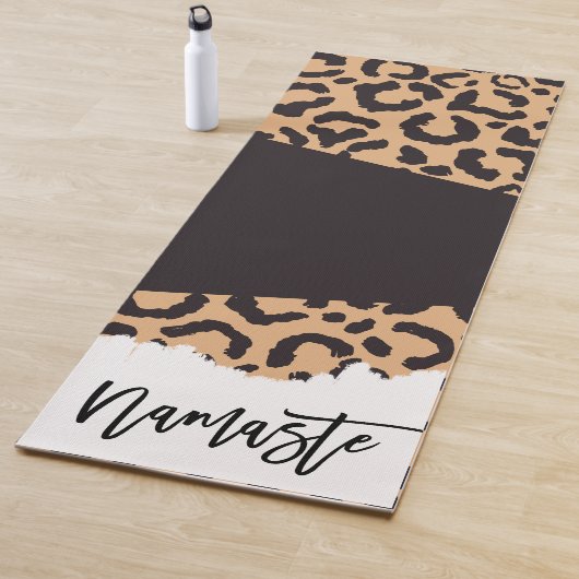 黒モダン金ゴールドチータヒョウアニマルプリント ヨガマット (インサイチュ)