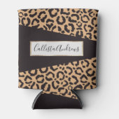 黒モダン金ゴールドチータヒョウアニマルプリント 缶クーラー (正面)