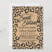 黒モダン金ゴールドチータヒョウ甘い16 招待状 (正面)