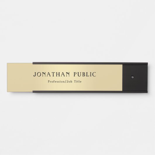 黒モダン金ゴールドテンプレートプロフェッショナルエレガント サインプレート (正面)