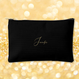 黒モダン金ゴールドトラベモノグラムのルコスメティックゴルフ アクセサリーポーチ