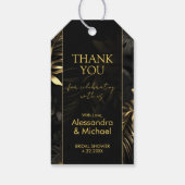 黒モダン金ゴールドトロピカル結婚サンキュー ギフトタグ (裏面)