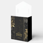 黒モダン金ゴールドトロピカル結婚サンキュー フェイバーボックス (オープン)