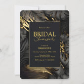 黒モダン金ゴールドトロピカル結婚ブライダルシャワー 招待状 (正面)