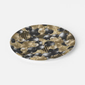 黒モダン金ゴールドバルーン50誕生日 ペーパープレート (アングル)