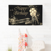 黒モダン金ゴールドバルーン、ガラス、ヒール 横断幕 (インサイチュ)