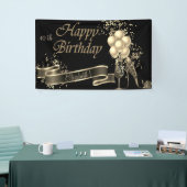 黒モダン金ゴールドバルーン、ガラス、ヒール 横断幕 (トレードショー)