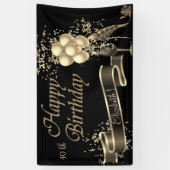 黒モダン金ゴールドバルーン、ガラス、ヒール 横断幕 (縦)