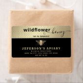 黒モダン金ゴールドビーのスクリプトHoney jar ラベル (インサイチュ)