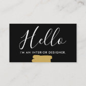 黒モダン金ゴールドフェミニンガーリースクリプトブラシ 名刺 (裏面)