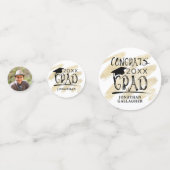 黒モダン金ゴールドフォトおめでとうグラパーソナライズされたッド コンフェッティ (裏面)