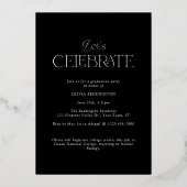 黒モダン金ゴールドフォトアーチ卒業パーティー 箔招待状 (裏面)