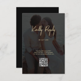 黒モダン金ゴールドフォトオーバーレイ結婚ズ エンクロージャーカード