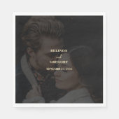 黒モダン金ゴールドフォトオーバーレイ結婚ズ スタンダードランチョンナプキン (正面)