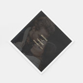 黒モダン金ゴールドフォトオーバーレイ結婚ズ スタンダードランチョンナプキン (角)