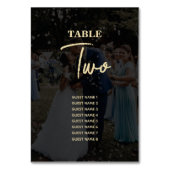 黒モダン金ゴールドフォトオーバーレイ結婚ズ テーブルナンバー (裏面)