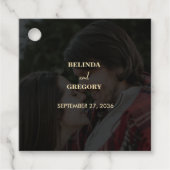 黒モダン金ゴールドフォトオーバーレイ結婚ズ フェイバータグ (正面)