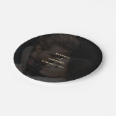 黒モダン金ゴールドフォトオーバーレイ結婚ズ ペーパープレート (アングル)