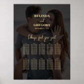 黒モダン金ゴールドフォトオーバーレイ結婚ズ ポスター (正面)