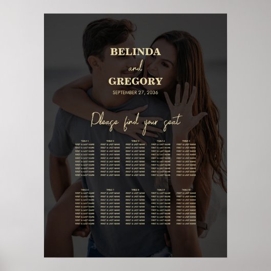 黒モダン金ゴールドフォトオーバーレイ結婚ズ ポスター (正面)