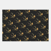 黒モダン金ゴールドフォトバレンタイン愛のスクリプト名 ラッピングペーパーシート (正面2)