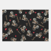 黒モダン金ゴールドフォトバレンタイン愛のスクリプト名 ラッピングペーパーシート (正面)