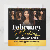 黒モダン金ゴールドフォト美容師チラシ 招待状 (正面)