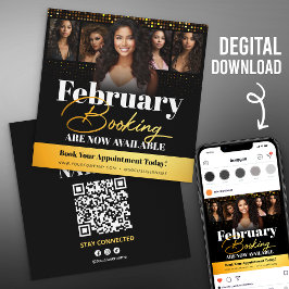 黒モダン金ゴールドフォト美容師チラシ 招待状