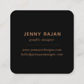 黒モダン金ゴールドフローララインアートグラフィックデザイン スクエア名刺 (裏面)